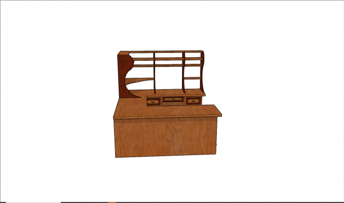 实木组合式书架书桌su模型_图1
