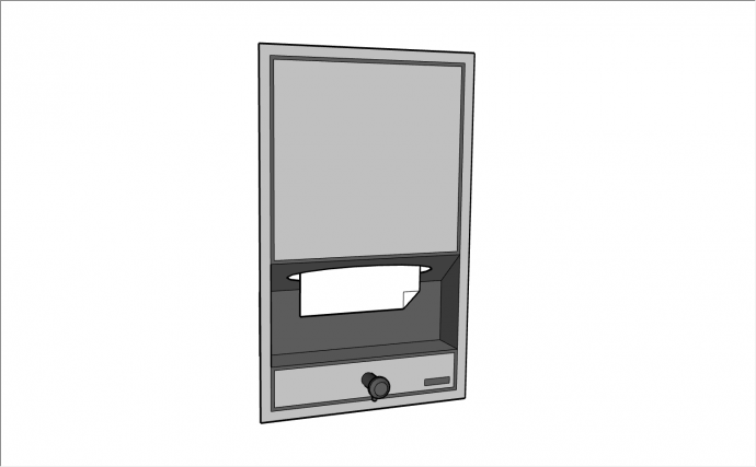 带锁灰色柜门的悬挂式抽纸盒su模型_图1
