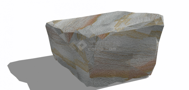 方形锈色现代假山置石su模型-图二