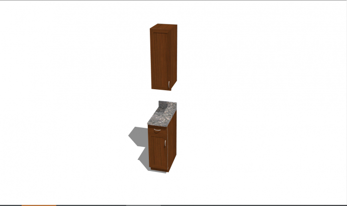 棕色的一开门的卫生间柜子su模型_图1