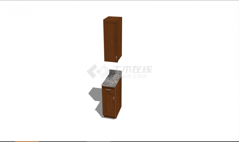 棕色的一开门的卫生间柜子su模型-图一