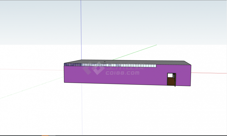 紫色外墙长型教室 su模型-图二