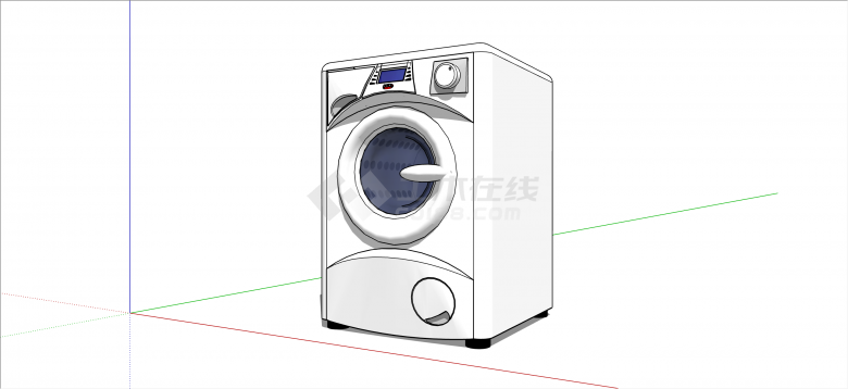 现代白色经典滚筒洗衣机su模型-图二