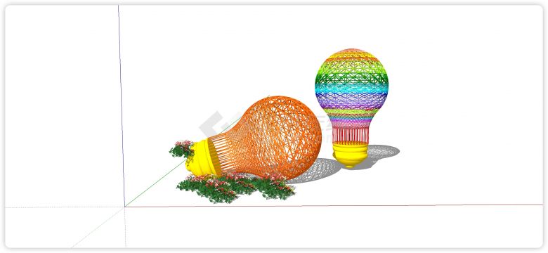 彩色网状灯泡外形现代创意雕塑小品su模型-图一