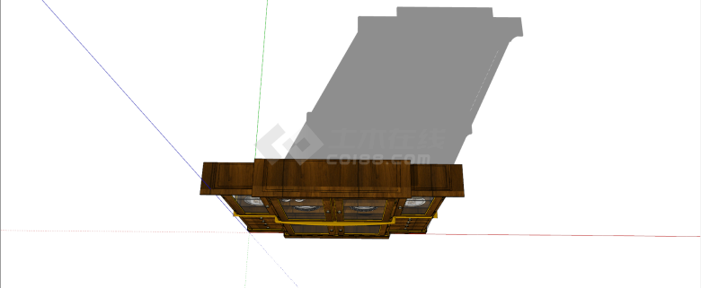 中式复古木质装饰柜su模型-图二
