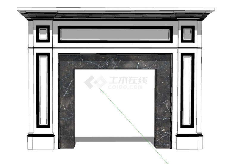 黑白石质壁炉su模型-图二