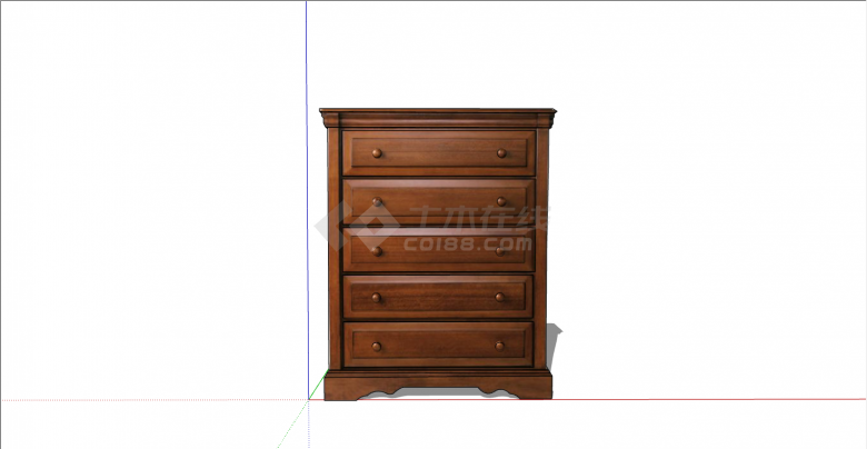 棕色的五层的木制的装饰柜su模型-图二