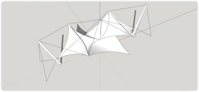 三圆柱钢管支撑蝴蝶形张拉膜su模型_图1