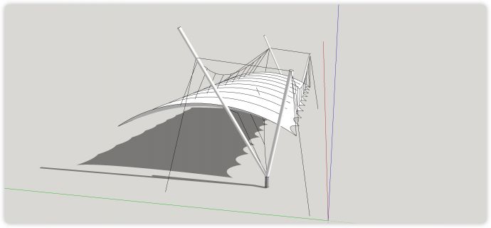 两个Y形钢铁结构支撑多点支撑张拉膜su模型_图1