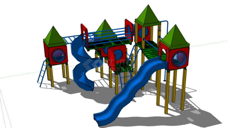 绿顶鲜艳SU儿童游乐设施模型 -图二