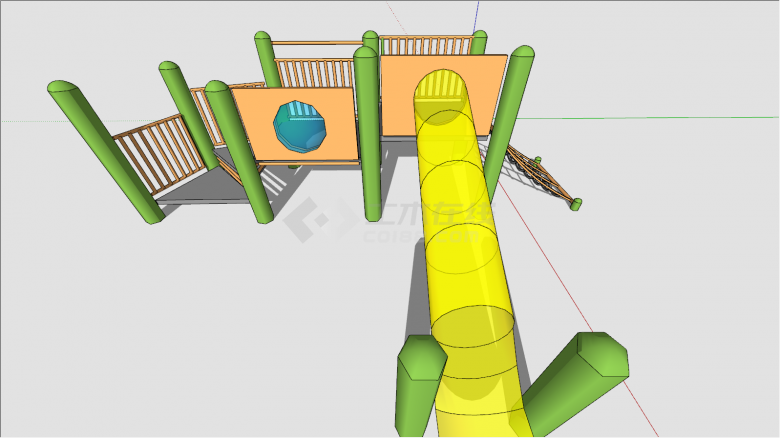黄绿色SU儿童游乐设施模型-图二