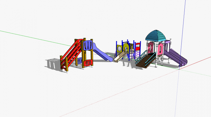 彩色滑梯儿童游乐设施su模型_图1