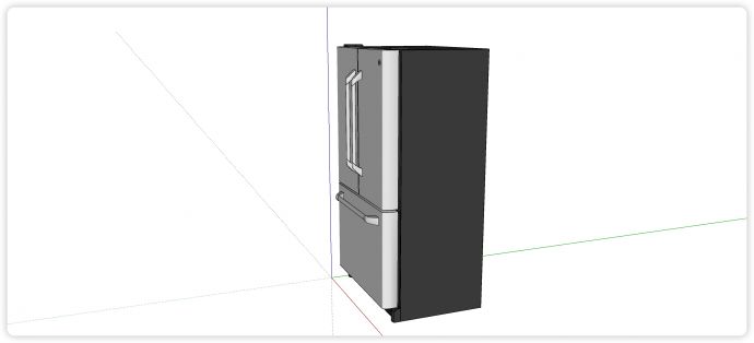 不锈钢门黑色柜体家用冰箱su模型_图1