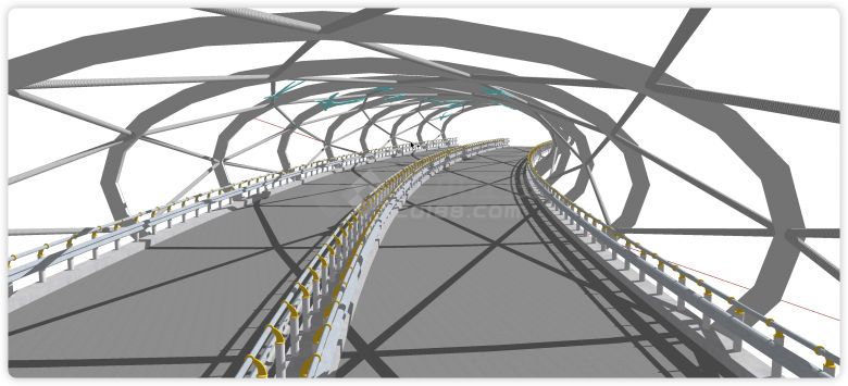 钢筋结构隧道形海鸥图案景观桥su模型-图二