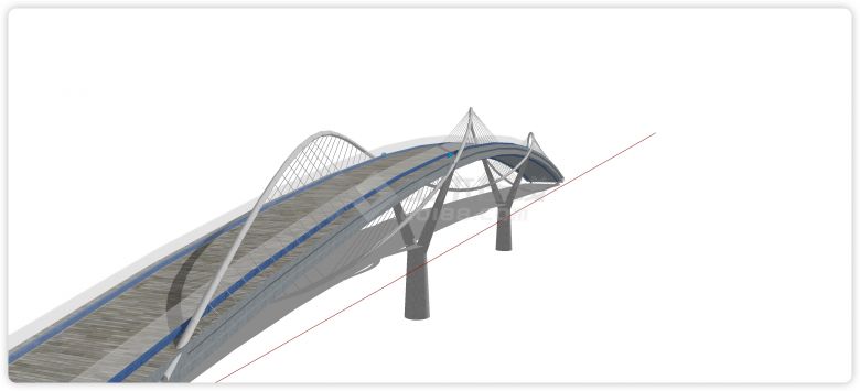 钢结构缠绕形围栏景观桥su模型-图二