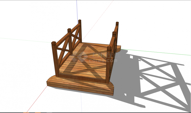 带台阶小型简约木桥su模型-图二