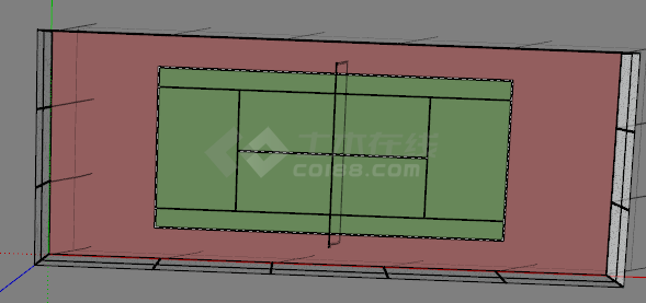 带围栏带绿坪室外网球场建筑su模型-图二
