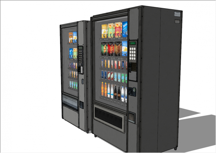 现代经典风格自动售卖机超市冰柜su模型_图1