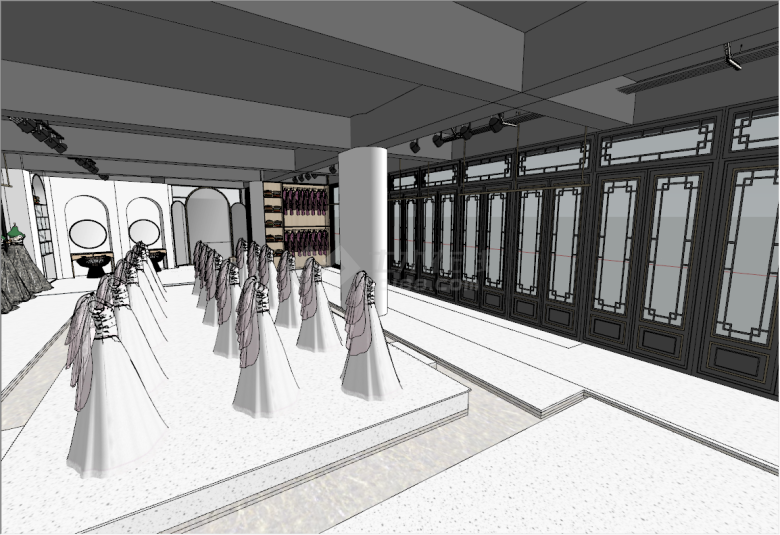 北欧风大型轻奢婚纱摄影店su模型-图二