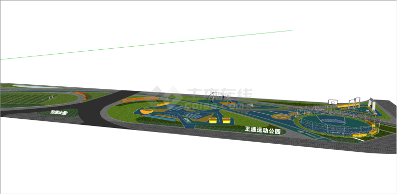 现代公园户外运动场地su模型-图一