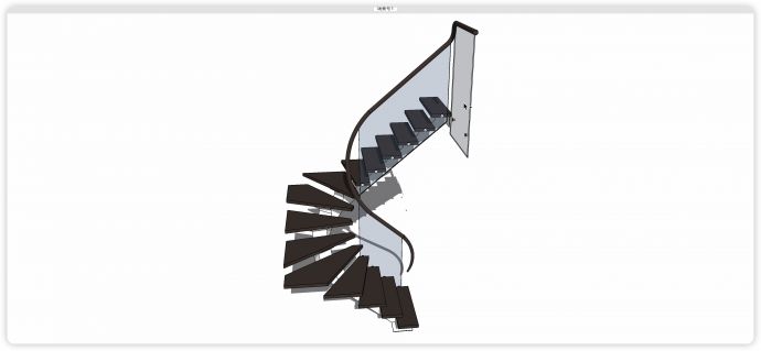 玻璃扶手黑色踏板楼梯su模型_图1