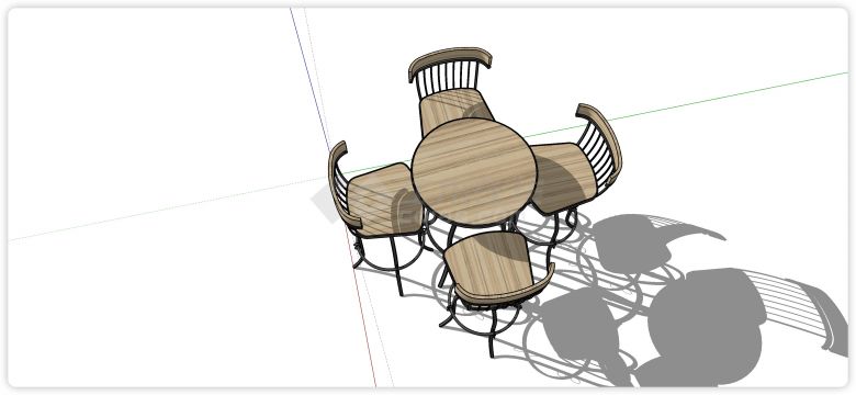 铁艺高脚室外桌椅su模型-图二