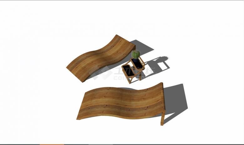 一款木质的简约的单人座椅 su模型-图二