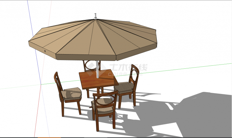 棕色的木质的室外桌椅 su模型-图一