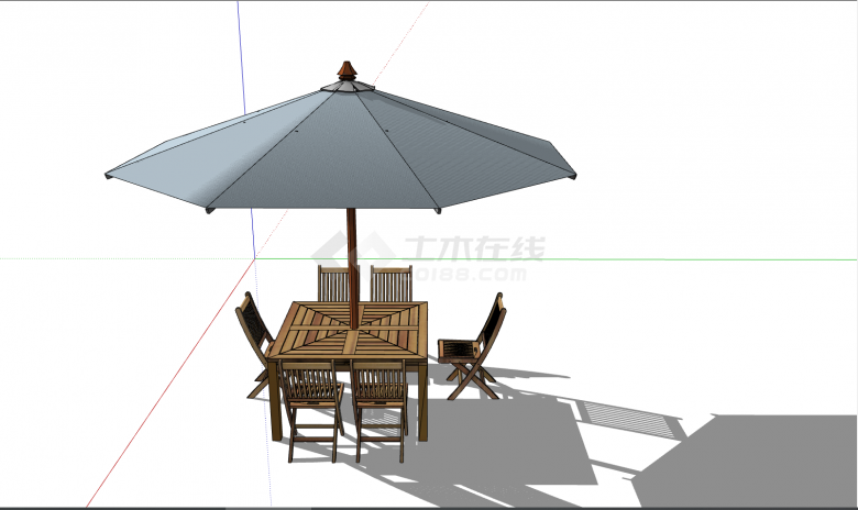 简约的木质的室外桌椅 su模型-图二