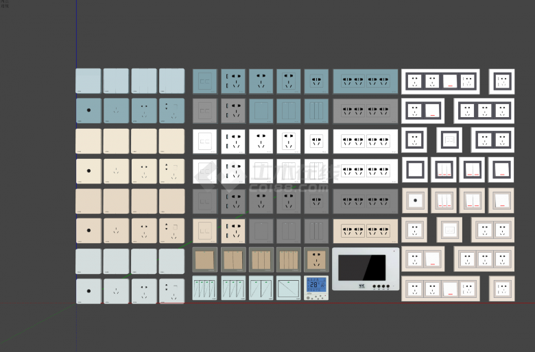 现代开关插座五金超级多不同类型的su模型-图一