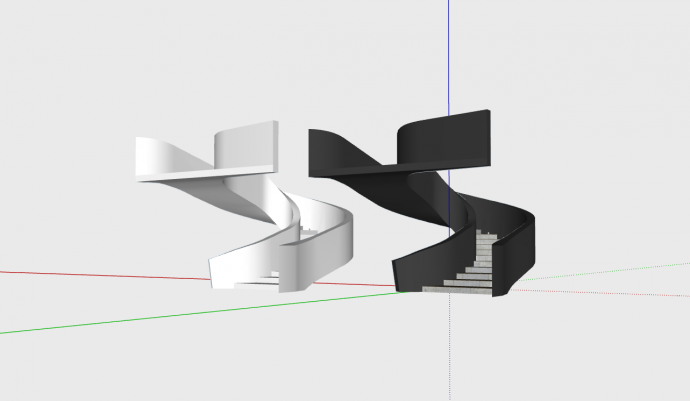 简约黑白两色旋转式楼梯su模型_图1