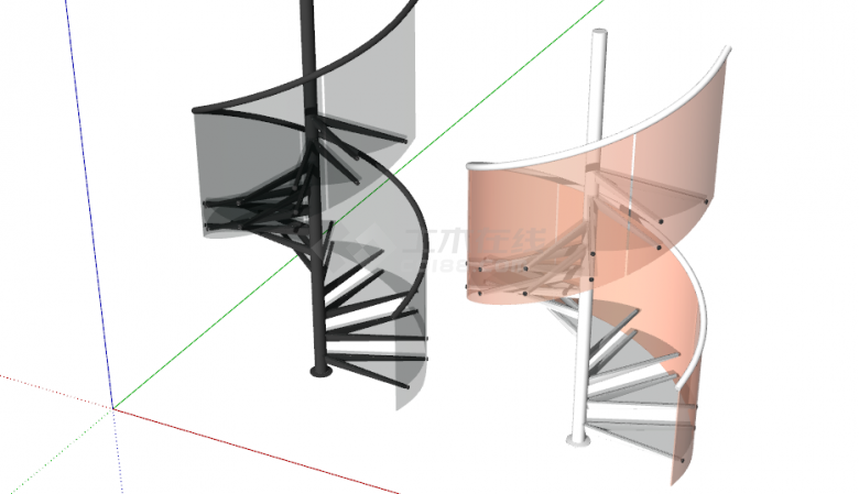 现代玻璃式楼梯su模型-图一