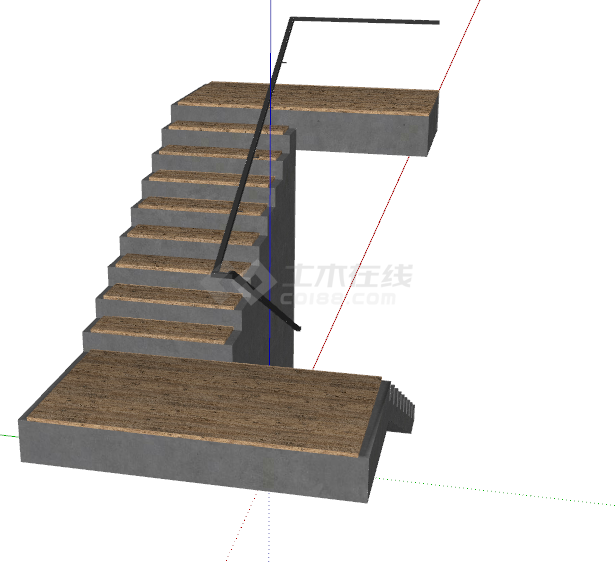 木制地板现代风格楼梯su模型-图二
