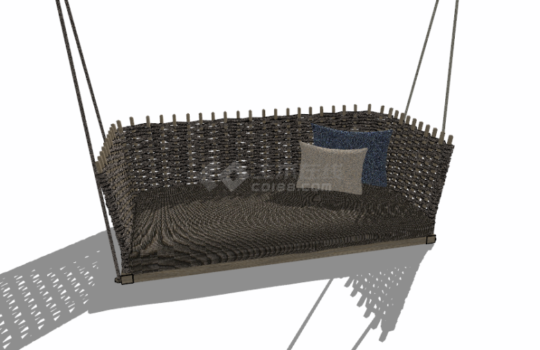 多人沙发式秋千吊椅 su模型-图二