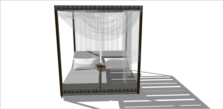 现代白色纱织遮蔽式家具 su模型-图二