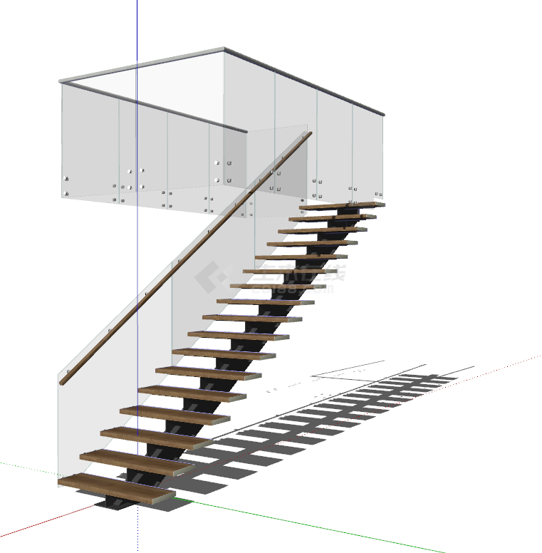 现代玻璃扶梯旋转楼梯su模型-图二