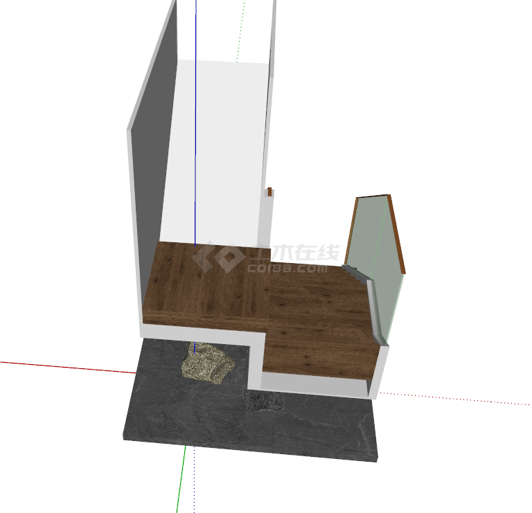 现代公寓u型楼梯 su模型-图二