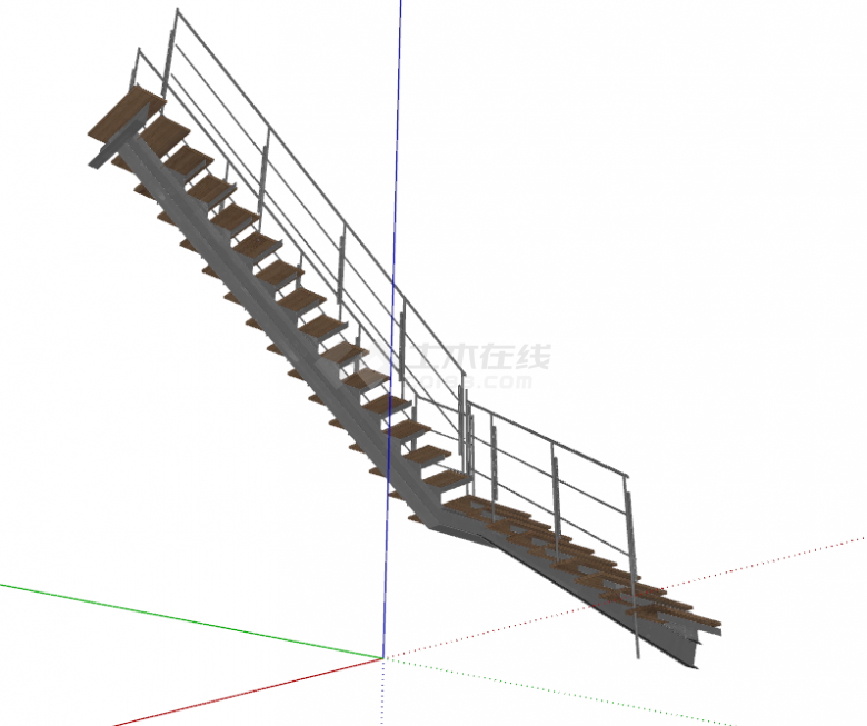 现代办公楼风格楼梯 su模型-图二