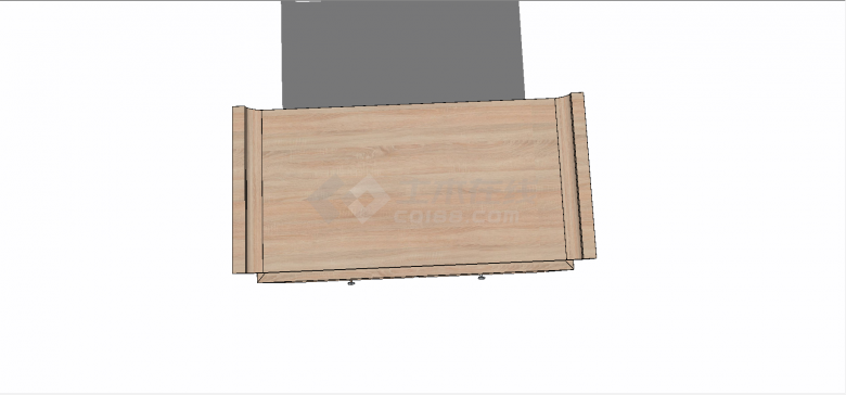 中式原木材质带板凳两抽屉样式案台su模型-图一