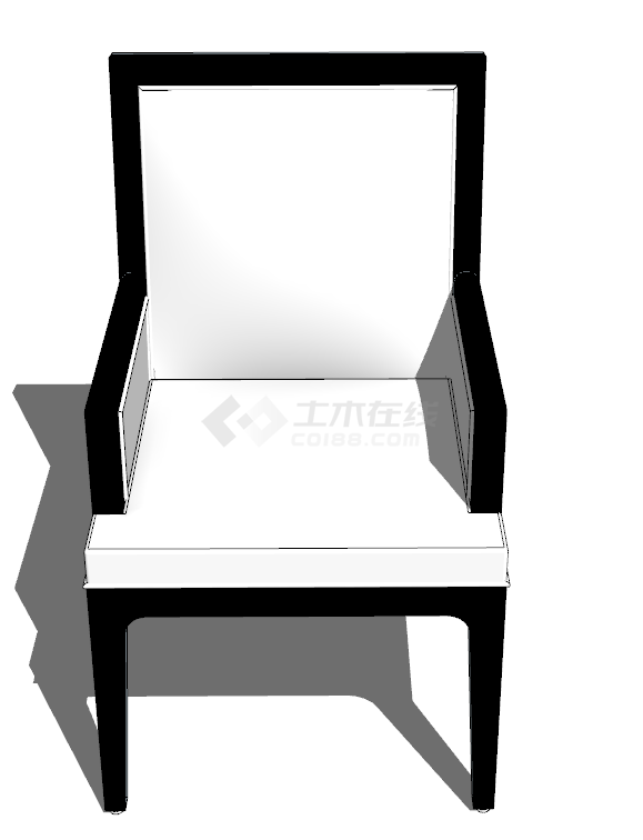 纯白色带黑色边框的单椅 su模型-图二