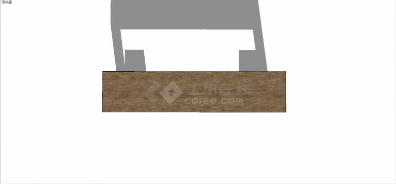 现代桌角卷曲样式木质纯色长条案台su模型-图一