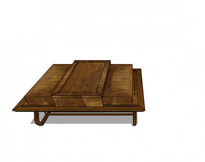 实木方型三个高度不用的长方体木板堆砌的桌面茶几su模型_图1