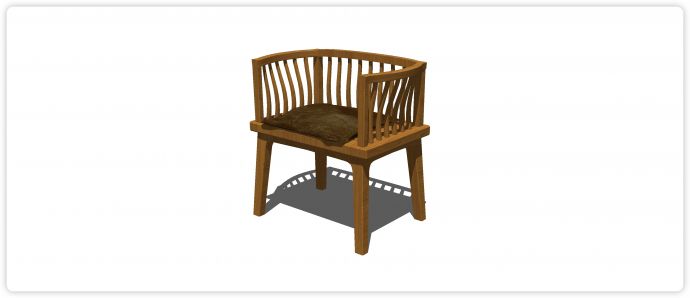 红橡木直靠背外弧形扶手单椅su模型_图1