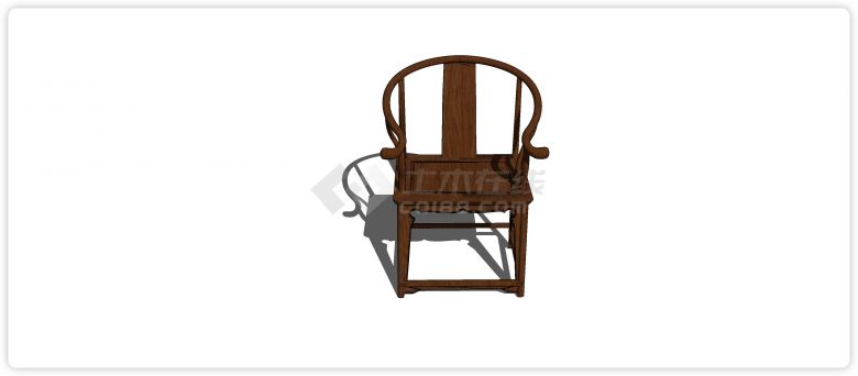 弧形扶手单板靠背实木单椅su模型-图一