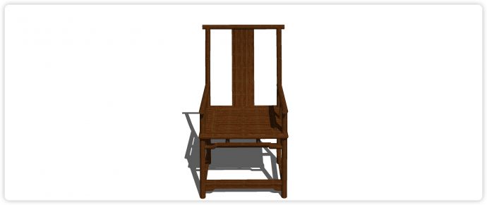 胡桃木细腻木纹靠背单椅su模型_图1