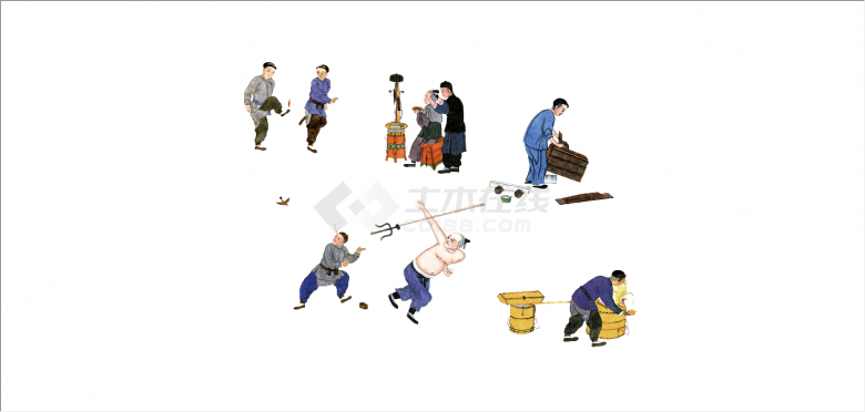 中式传统行业人物雕塑su模型-图二