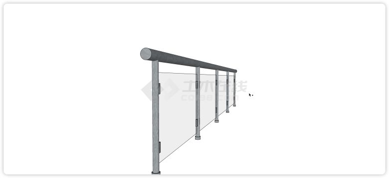 不锈钢管结构玻璃栏杆su模型-图二