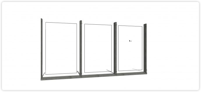 钢材方条结构三段玻璃栏杆su模型_图1