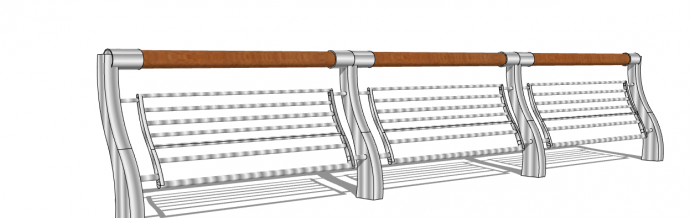 褐色扶手不锈钢栏杆 su模型_图1
