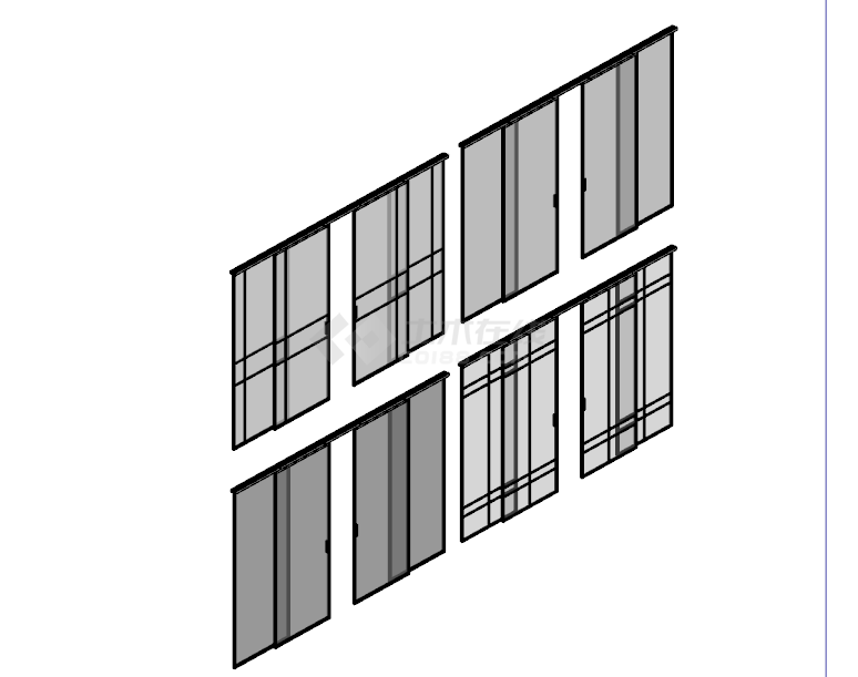 各种款式玻璃隔断屏风组合su模型-图二